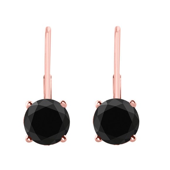 0.20 Cttw Leverback Natural Black Diamond Earrings - Picture 4 of 12